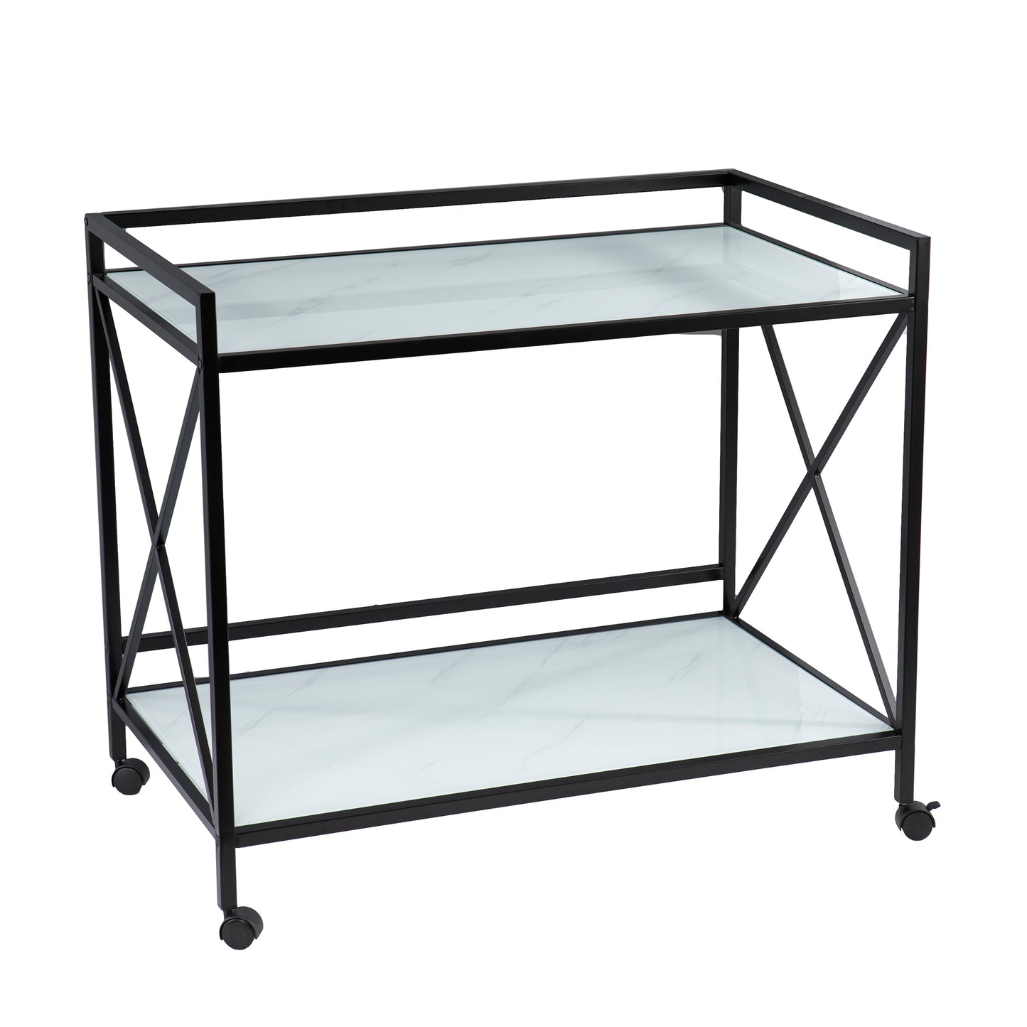 Maxton Bar Cart – Black and White - bar cart at an angle 