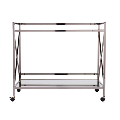 Maxton Silver Bar Cart - bar cart front or back view 