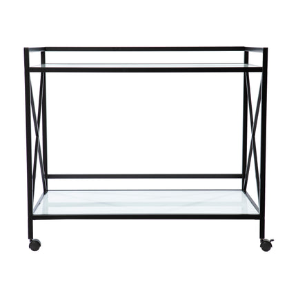 Maxton Bar Cart – Black and White - bar cart front or back view 