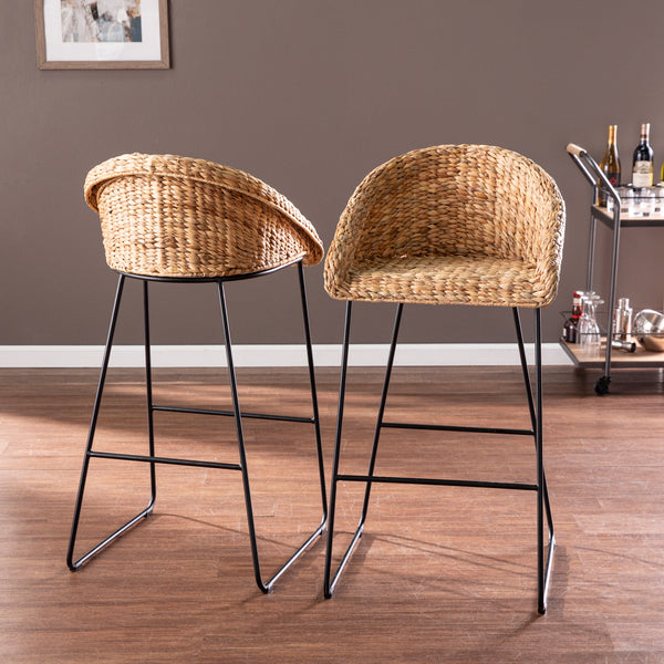 Landrine Water Hyacinth Bar Stools – 2pc Set