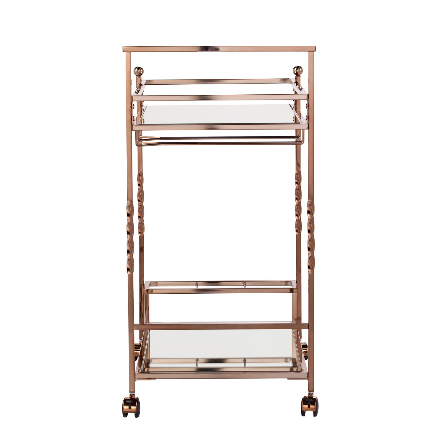 Ivers Metal Mirrored Bar Cart - Champagne - bar cart side view 