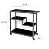 Holly & Martin Zephs Bar Cart - Gunmetal Gray w/ Black Glass - bar cart with measurements