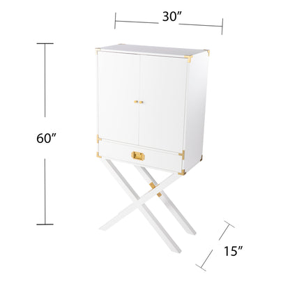 Campaign Tall Bar Cabinet w/ Storage - bar cabinet with measurements 