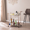 Ivers Metal Mirrored Bar Cart - Champagne - bar cart in living room 