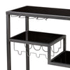 Holly & Martin Zephs Bar Cart - Gunmetal Gray w/ Black Glass - bar cart detailed closeup of shelves 