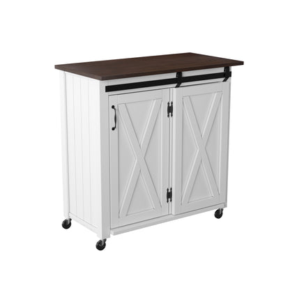 Leshire Barn-Door Kitchen Cart