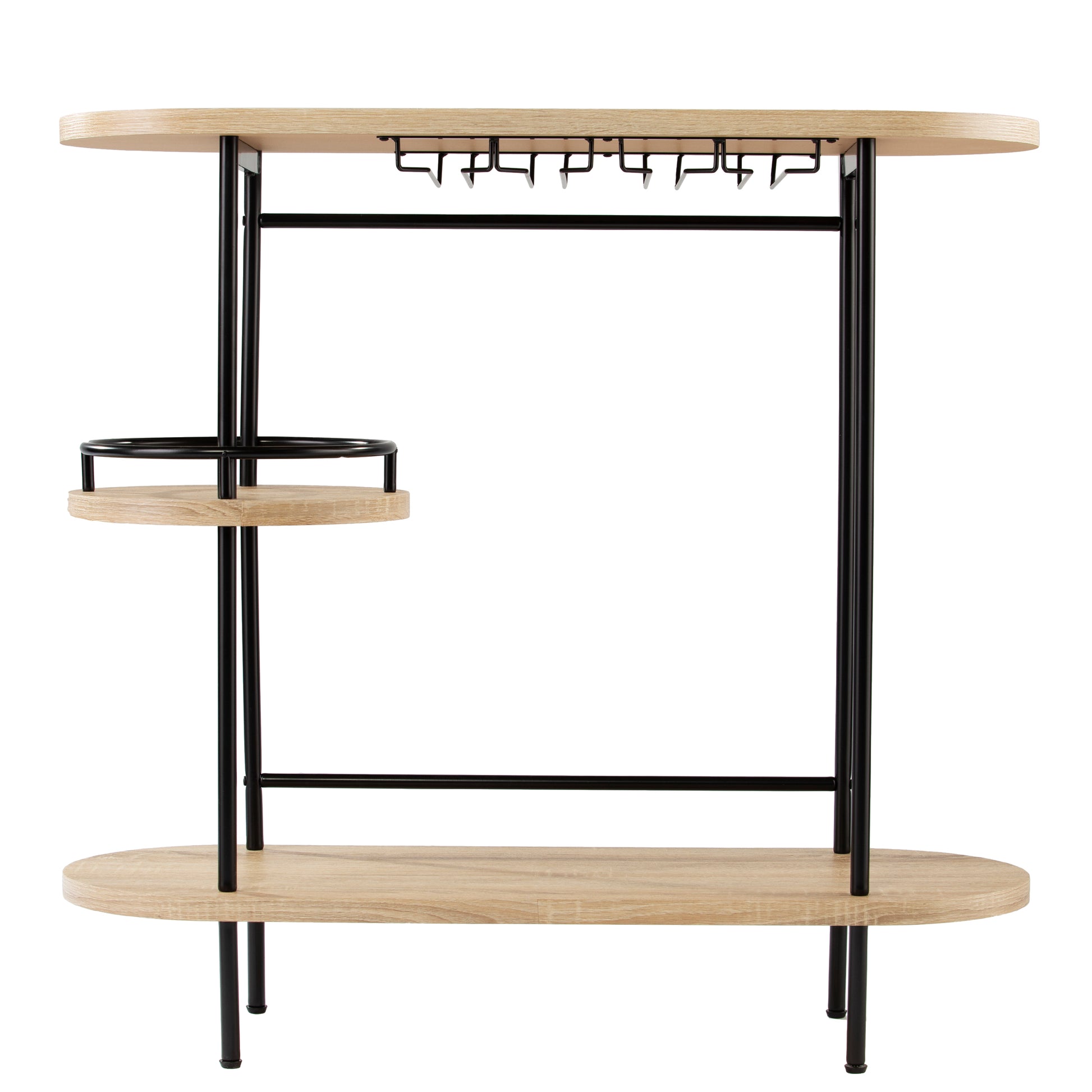 Dagney Wine/Bar Table w/ Glassware Storage – Natural and Black Finish