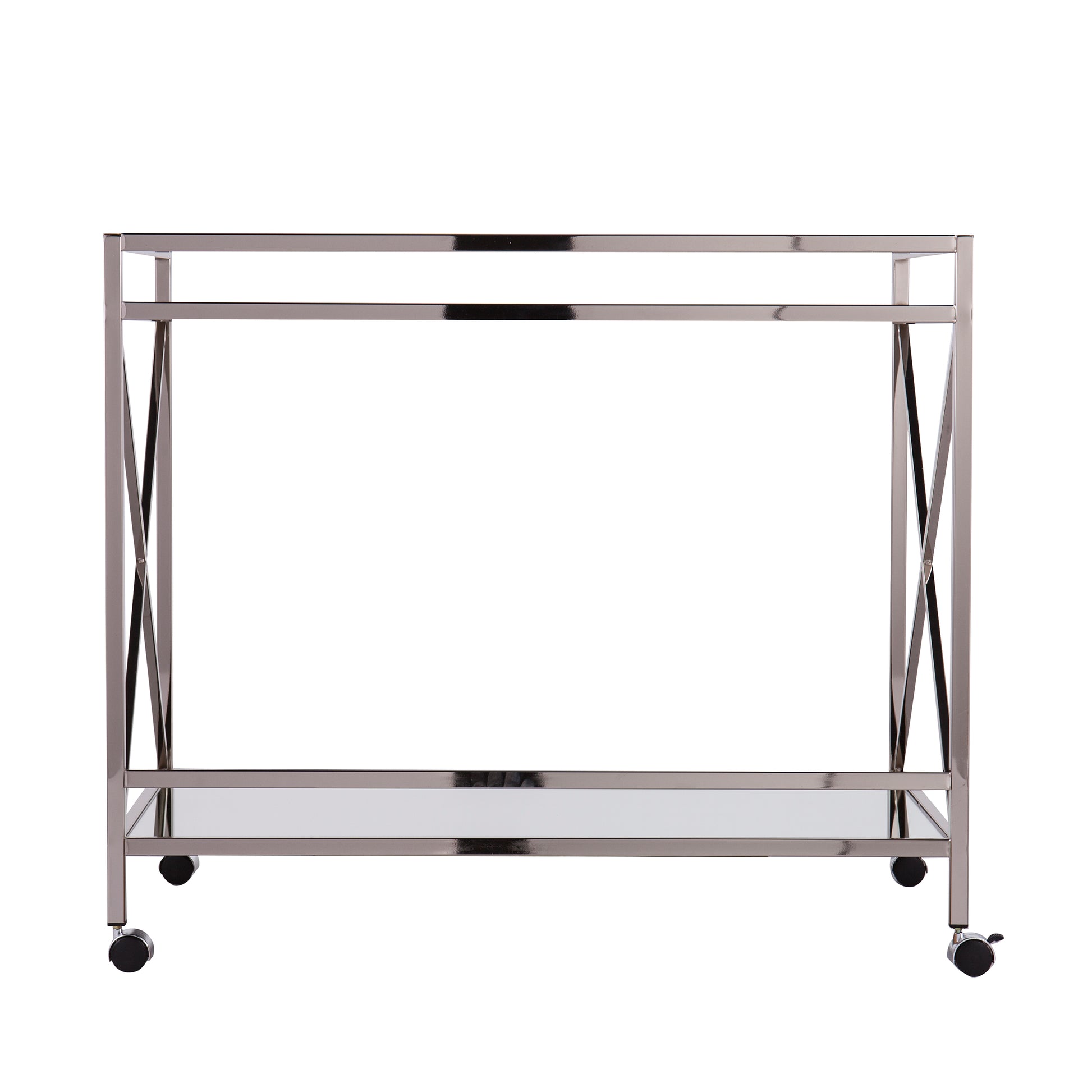 Maxton Silver Bar Cart - bar cart front or back view 