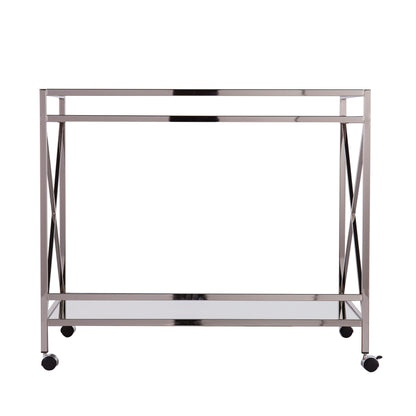 Maxton Silver Bar Cart - bar cart front or back view 