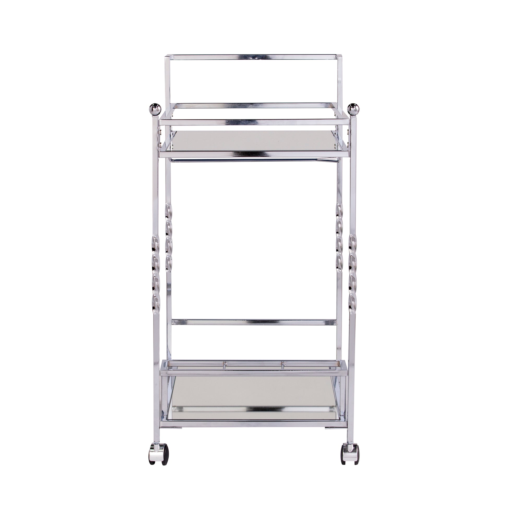 Ivers Metal Mirrored Bar Cart - Chrome - bar cart side view 