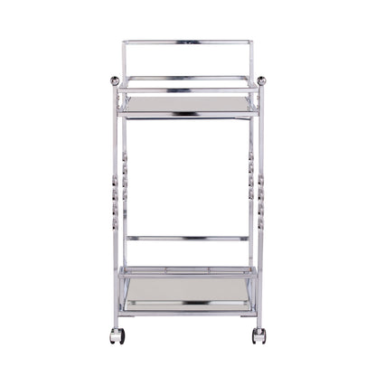 Ivers Metal Mirrored Bar Cart - Chrome - bar cart side view 