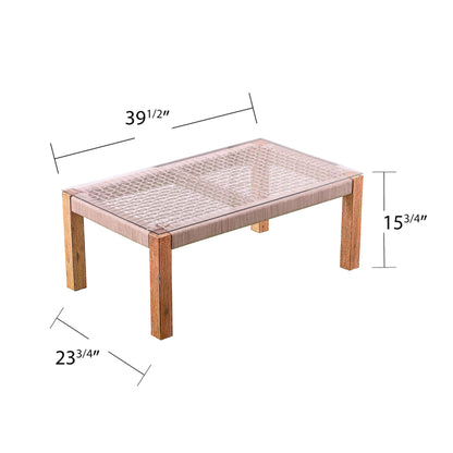 Angled view of  Outdoor Conversation Set | Brendina 4pc Patio Set - Table only with dimensions 