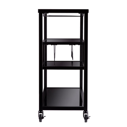 Holly & Martin Zephs Bar Cart – Black w/ Smoked Mirror - bar cart side view 