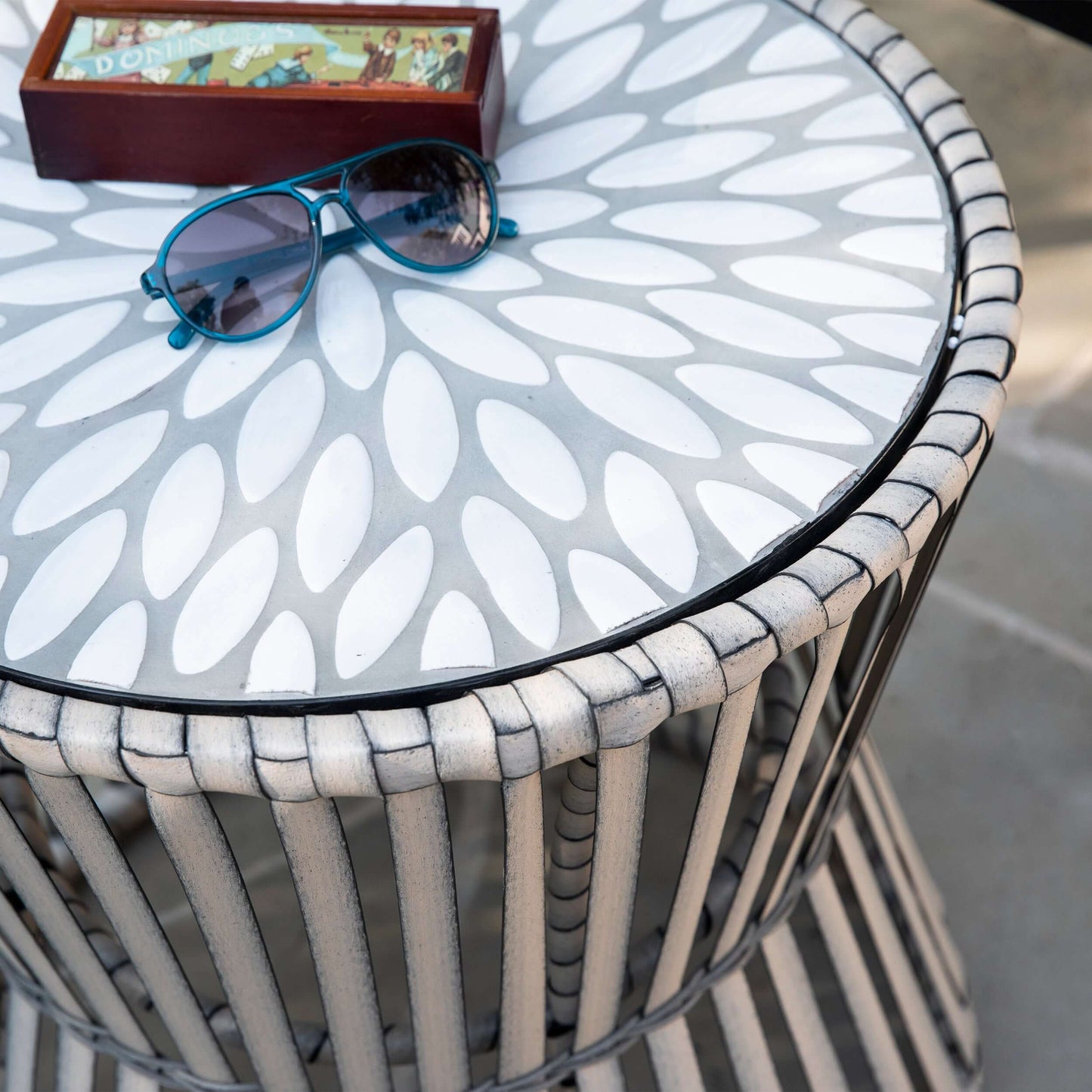 Lifestyle countertop view of Round Outdoor Side Table | Melilani - Bundle Abode 