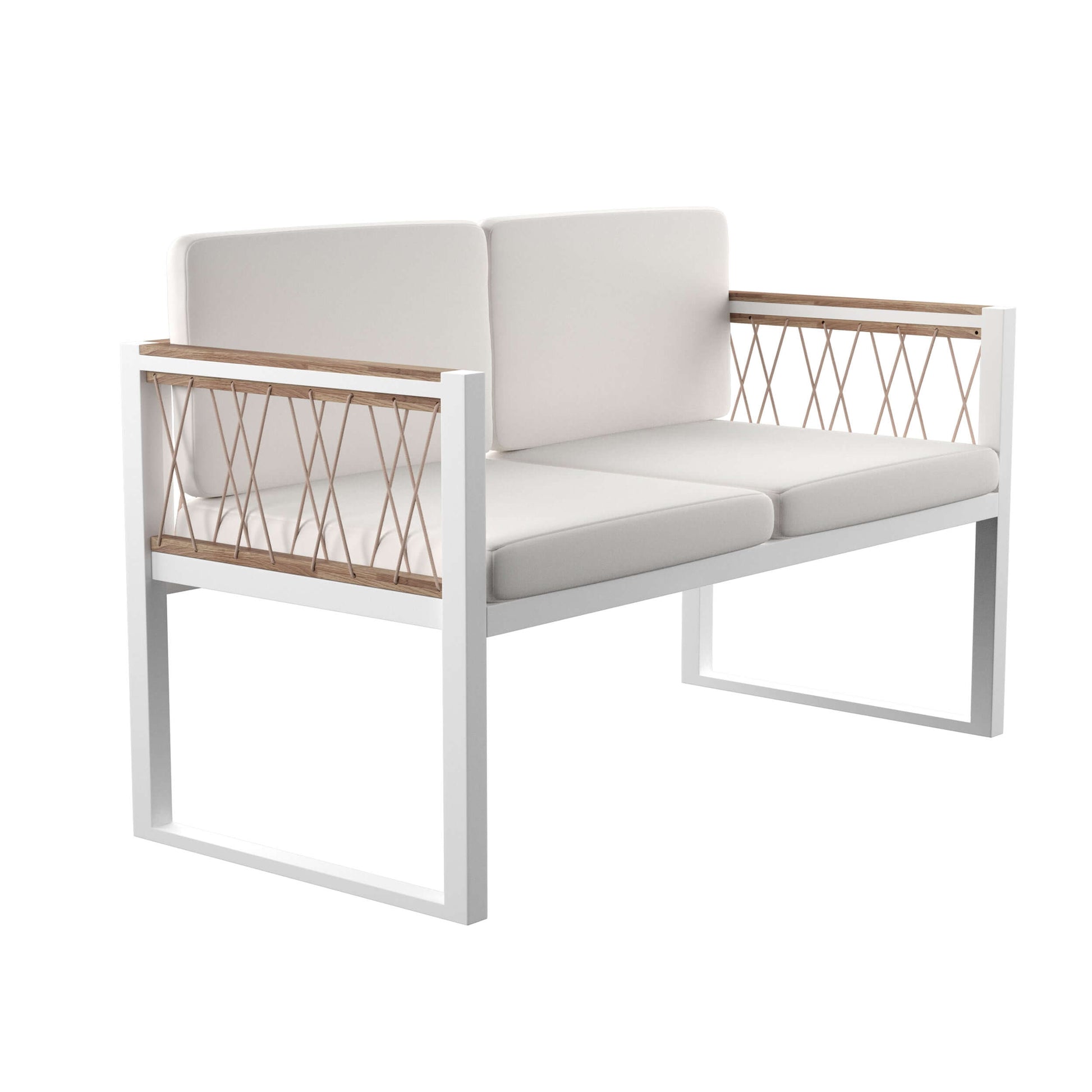 Angled view of Outdoor Loveseat with Cushions - Wallmond from Bundle Abode