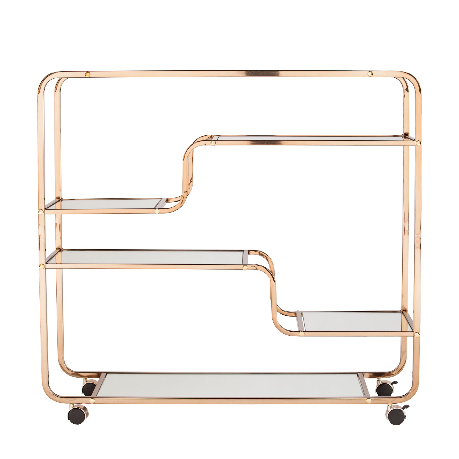 Maylynn Art Deco Mirrored Bar Cart - bar cart front or back view 