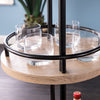 Dagney Wine/Bar Table w/ Glassware Storage – Natural and Black Finish