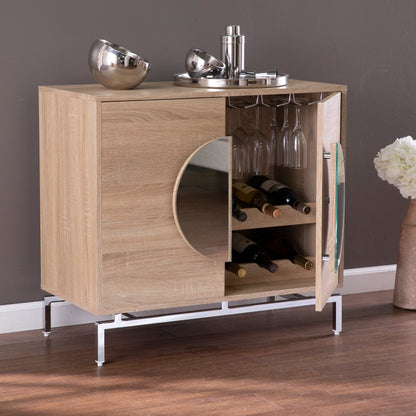 Northdom Bar Cabinet w/ Wine Storage - bar cabinet in living room opened door 