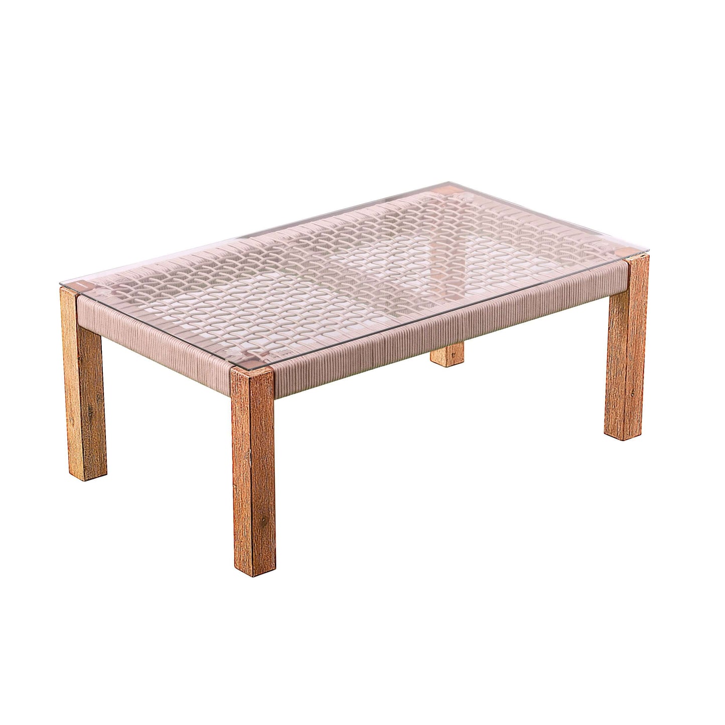 Angled view of Outdoor Glass-Top Coffee Table Brendina