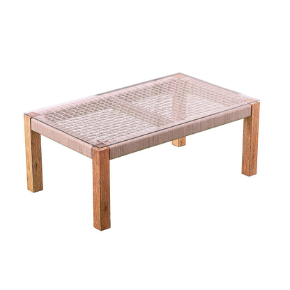 Angled view of Outdoor Glass-Top Coffee Table Brendina