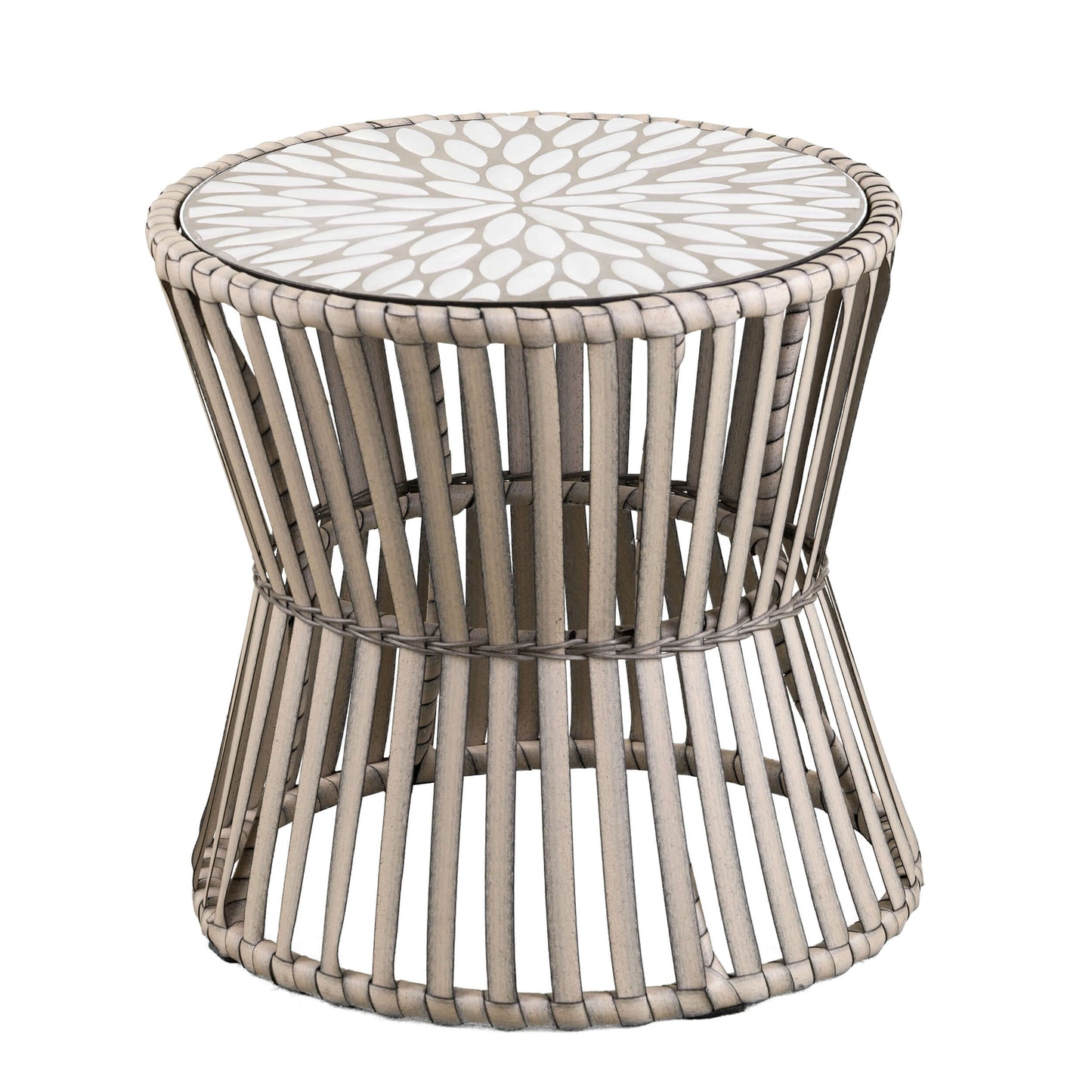 Angled view of Round Outdoor Side Table | Melilani - Bundle Abode 