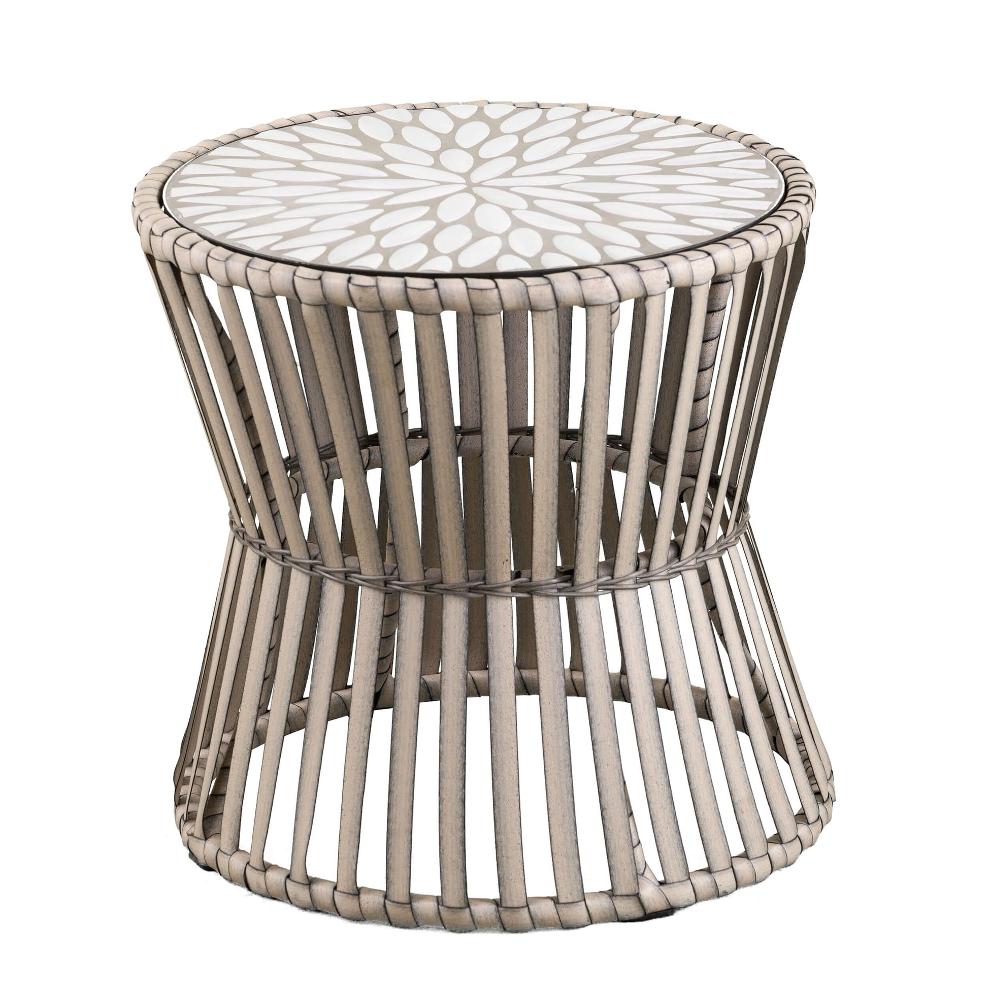 Angled view of Round Outdoor Side Table | Melilani - Bundle Abode 
