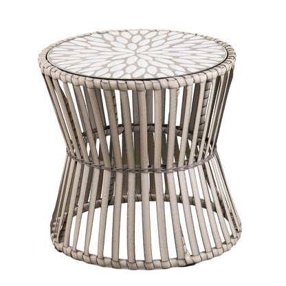 Angled view of Round Outdoor Side Table | Melilani - Bundle Abode 