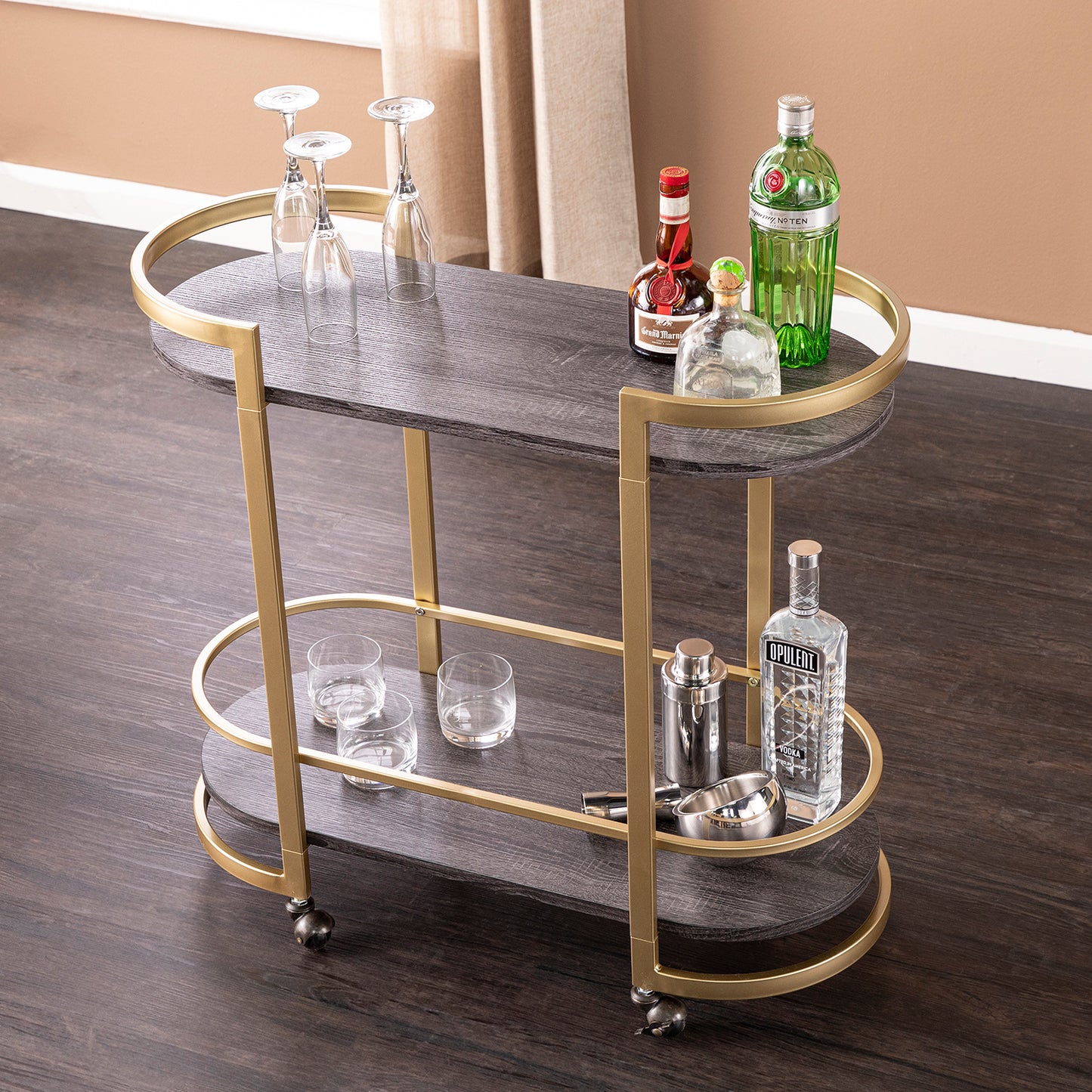 Otsento Rolling Bar Cart - bar cart in living room 