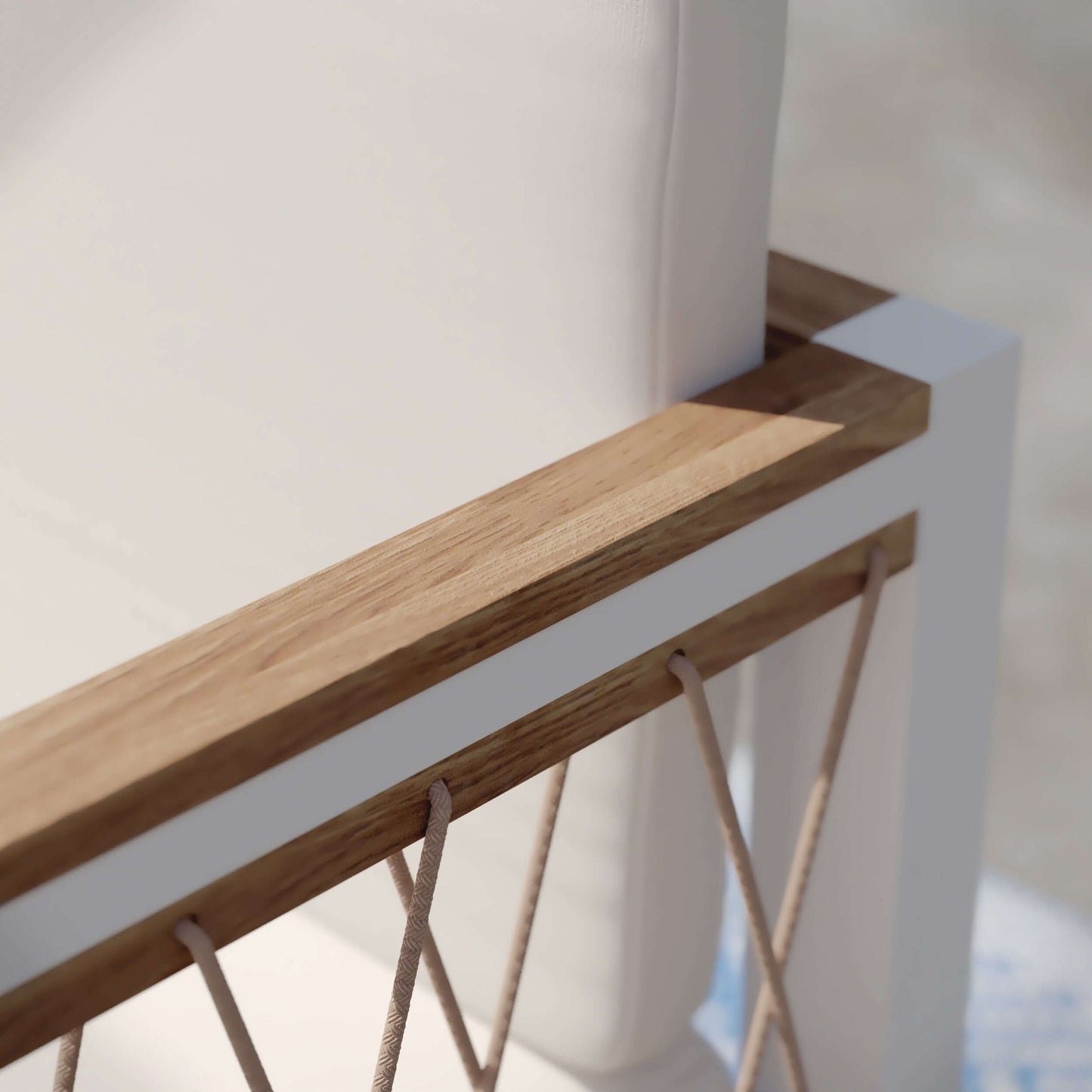 Closeup of armrest for Outdoor Loveseat with Cushions - Wallmond from Bundle Abode