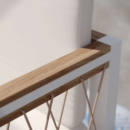 Closeup of armrest for Outdoor Loveseat with Cushions - Wallmond from Bundle Abode