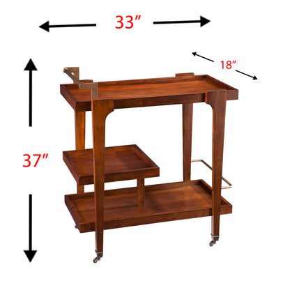 Holly & Martin Zhori Midcentury Modern Bar Cart - bar cart with measurements 