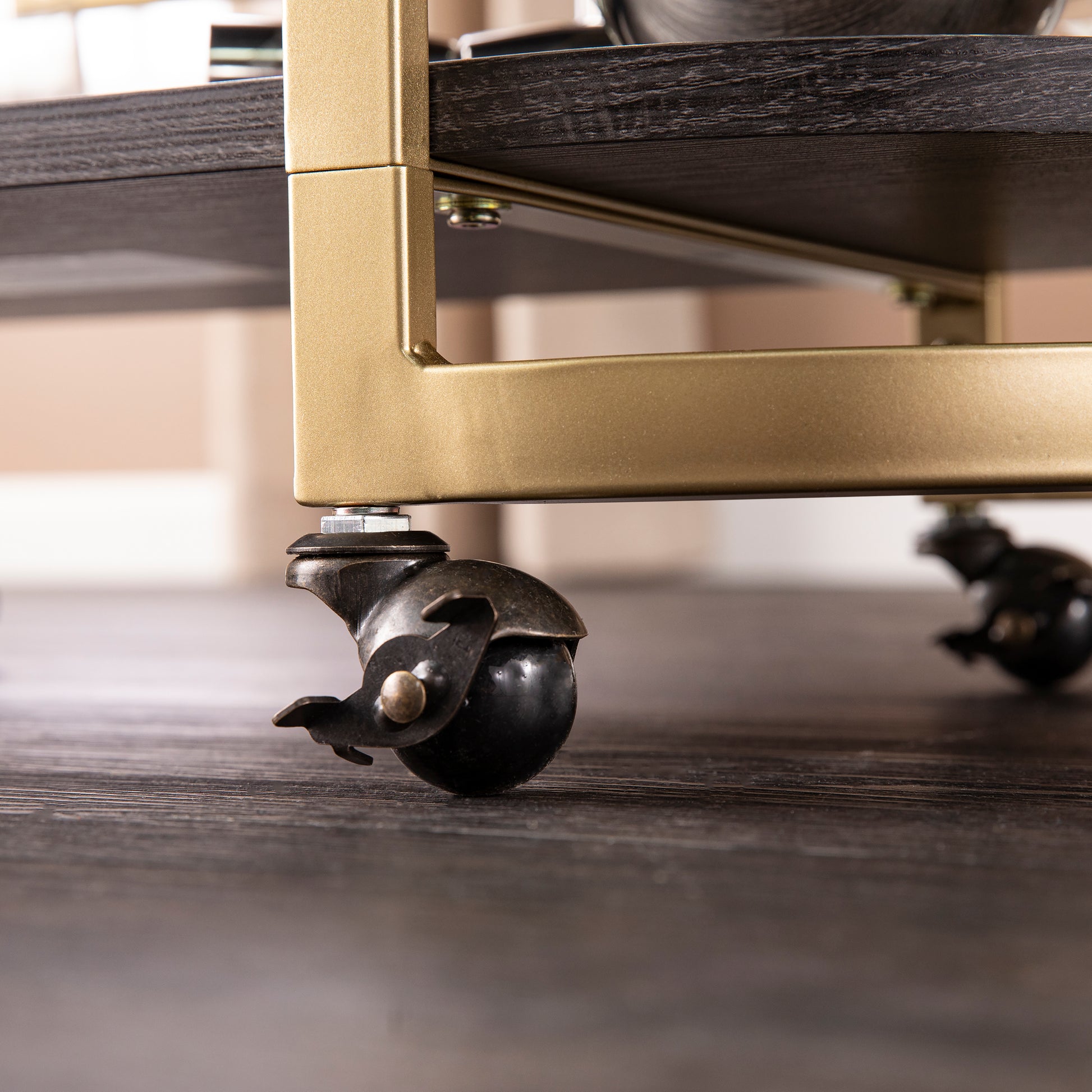 Otsento Rolling Bar Cart - bar cart detailed closeup of wheels 