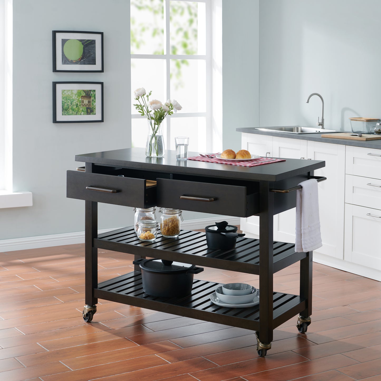 Havelock Farmhouse Rolling Kitchen Island