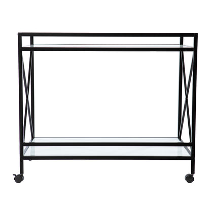 Maxton Bar Cart – Black and White - bar cart front or back view 