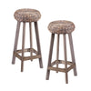 Rutina Round Backless Water Hyacinth 30" Barstools 2pc Set - Weathered Gray