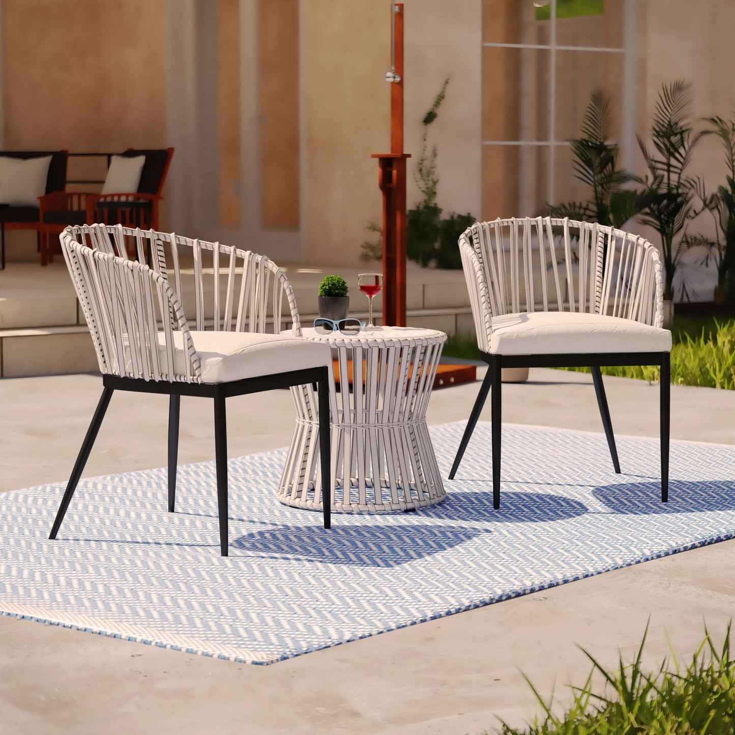 Lifestyle image of Outdoor Chairs with Cushions | Melilani 2pc Set 