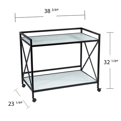 Maxton Bar Cart – Black and White - bar cart with measurements 