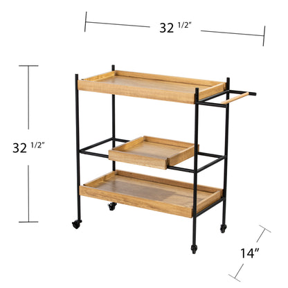 Claverdon Rolling Bar Cart - bar cart with measurements 