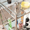 Maxton Silver Bar Cart - bar cart detailed closeup with items on top 