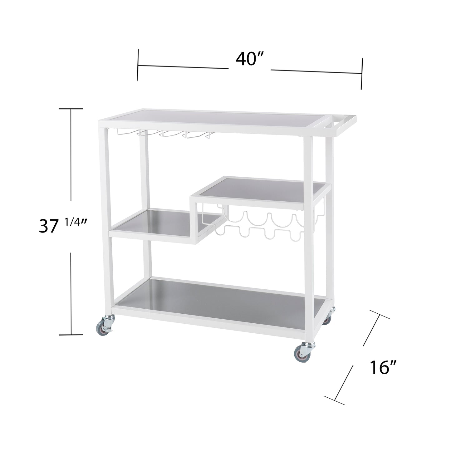 Holly & Martin Zephs Bar Cart - White - bar cart with measurements 