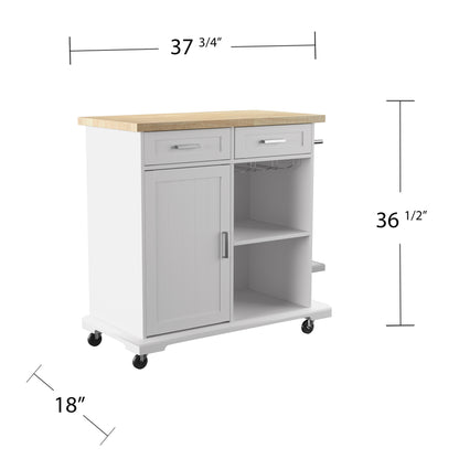 Warkin Rolling Kitchen Island w/ Storage