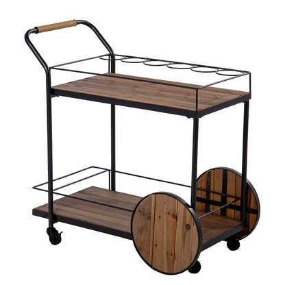 Pemton Reclaimed Wood Bar Cart - bar cart front or back view 