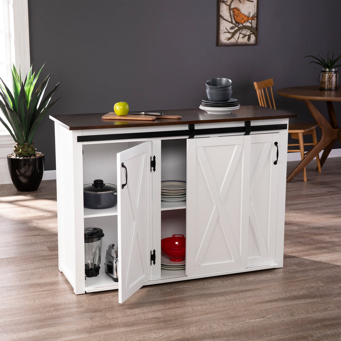 Leshire Barn-Door Kitchen Island