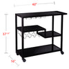 Holly & Martin Zephs Bar Cart – Black w/ Smoked Mirror - bar cart with measurements 