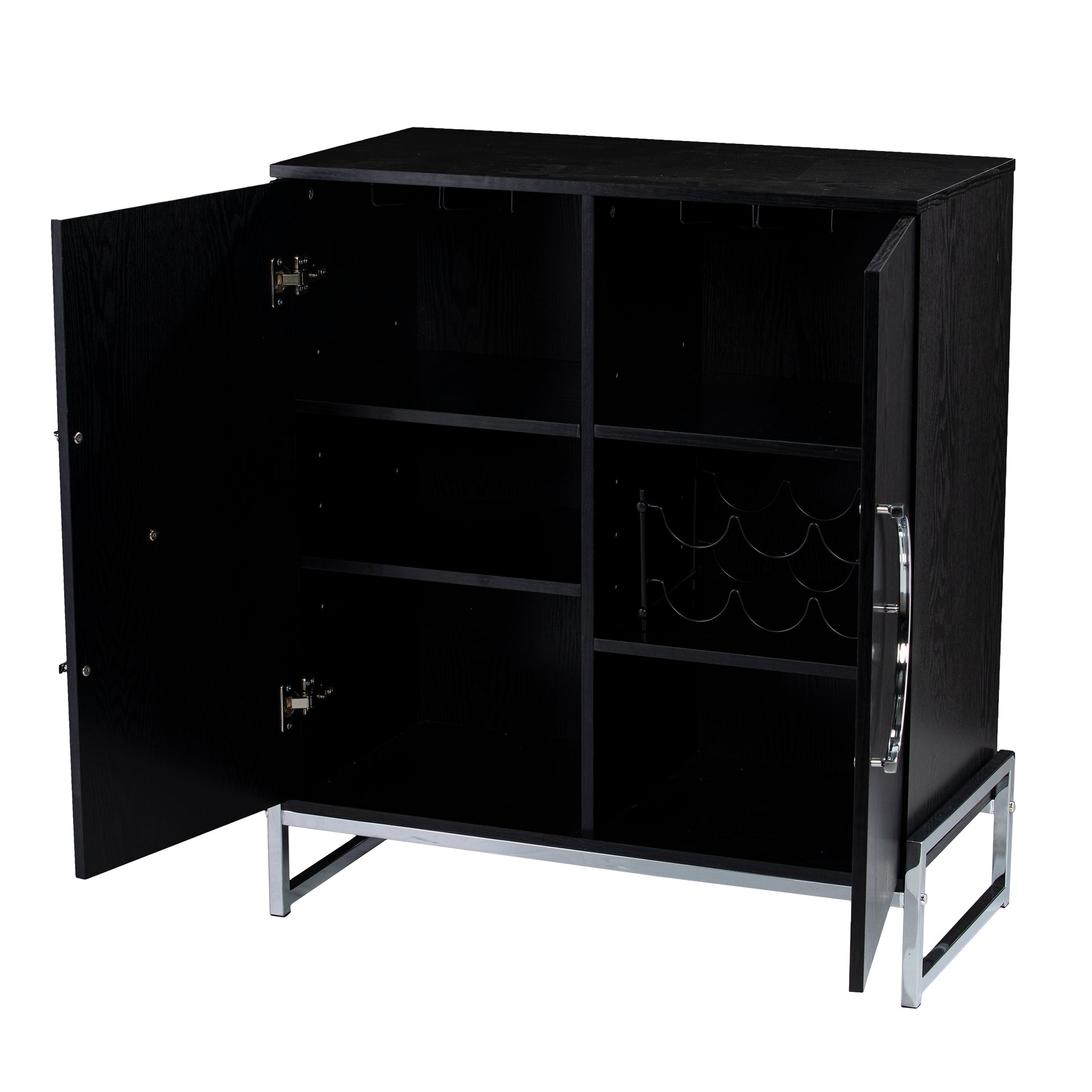 Pierton Double-Door Bar Cabinet - bar cabinet front view with opened storage 