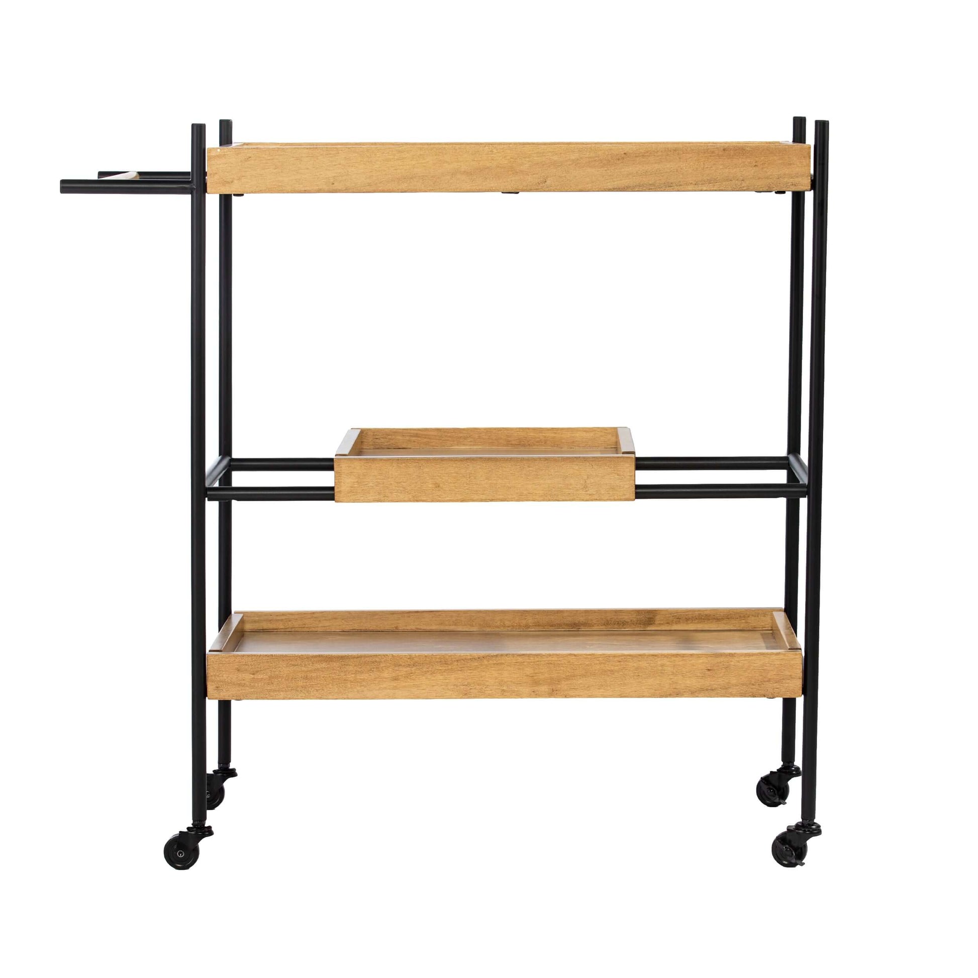 Claverdon Rolling Bar Cart - bar cart front or back view 