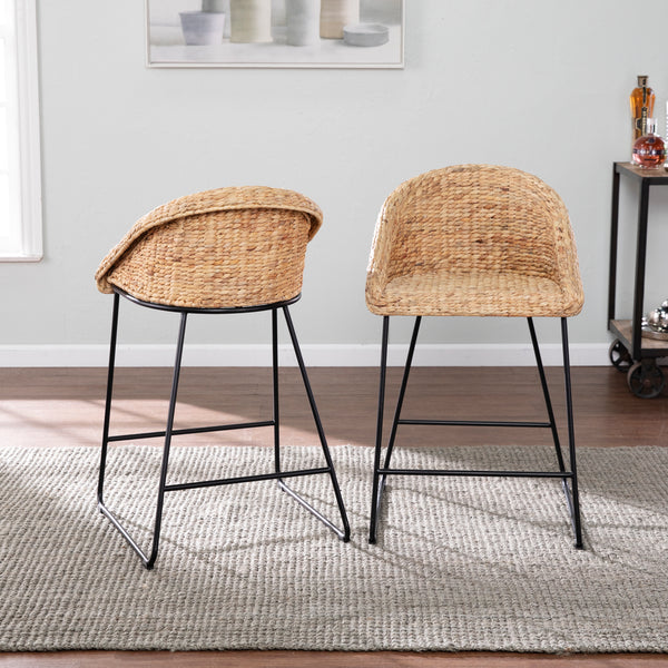 Landrine Water Hyacinth Counter Stools – 2pc Set