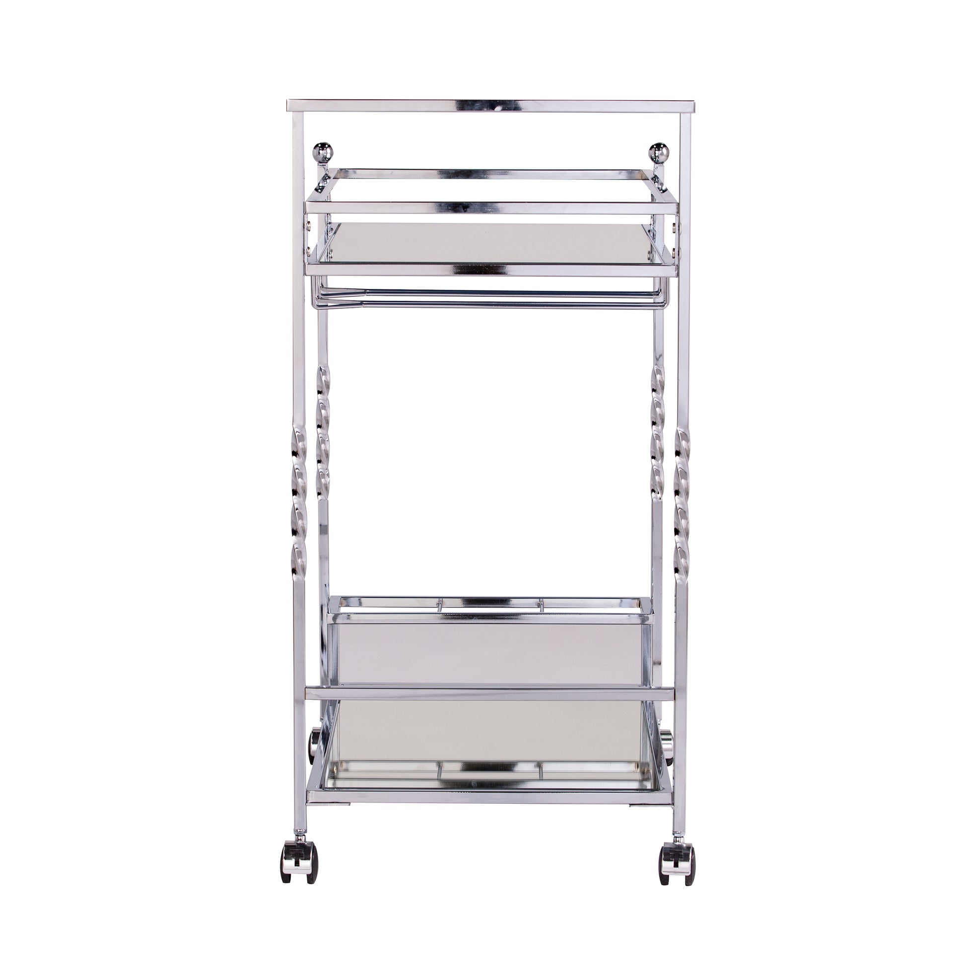 Ivers Metal Mirrored Bar Cart - Chrome - bar cart side view 