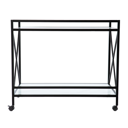 Maxton Bar Cart – Black and White - bar cart front or back view 