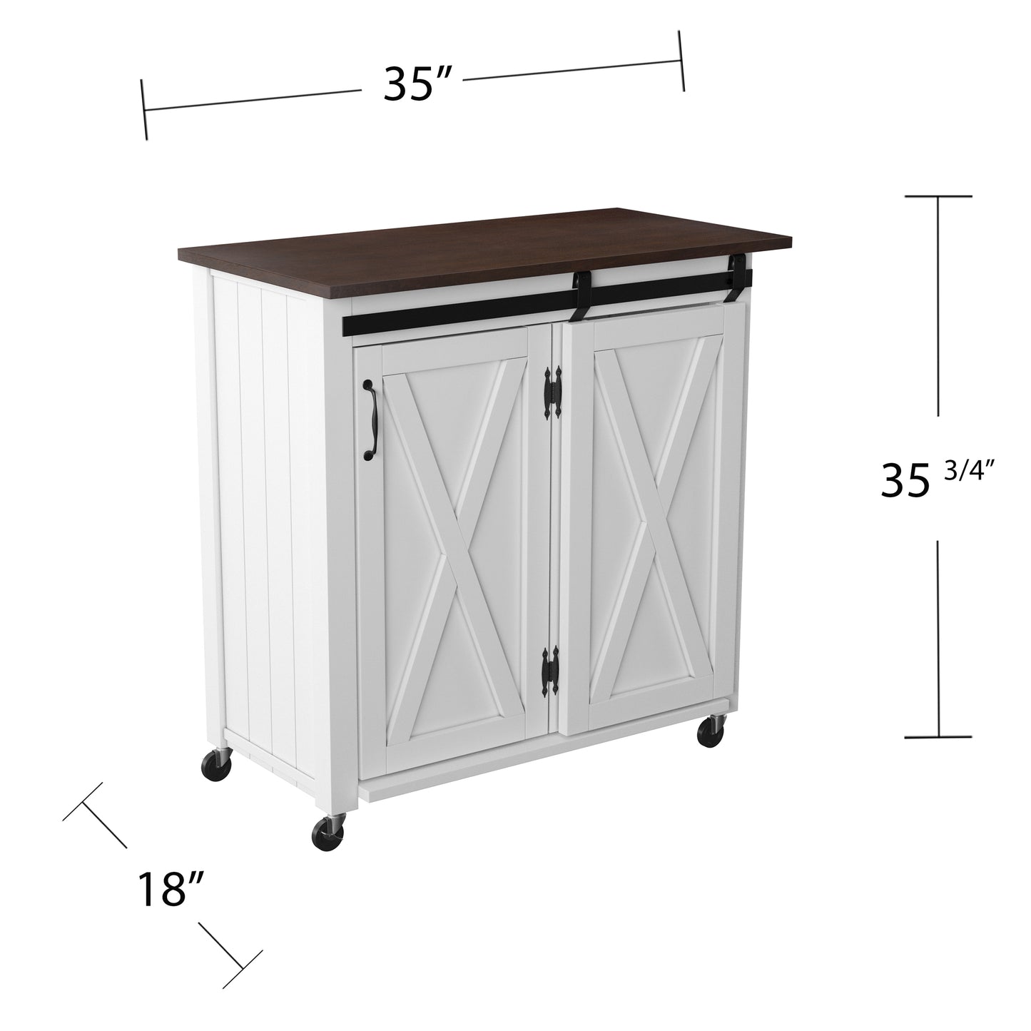 Leshire Barn-Door Kitchen Cart